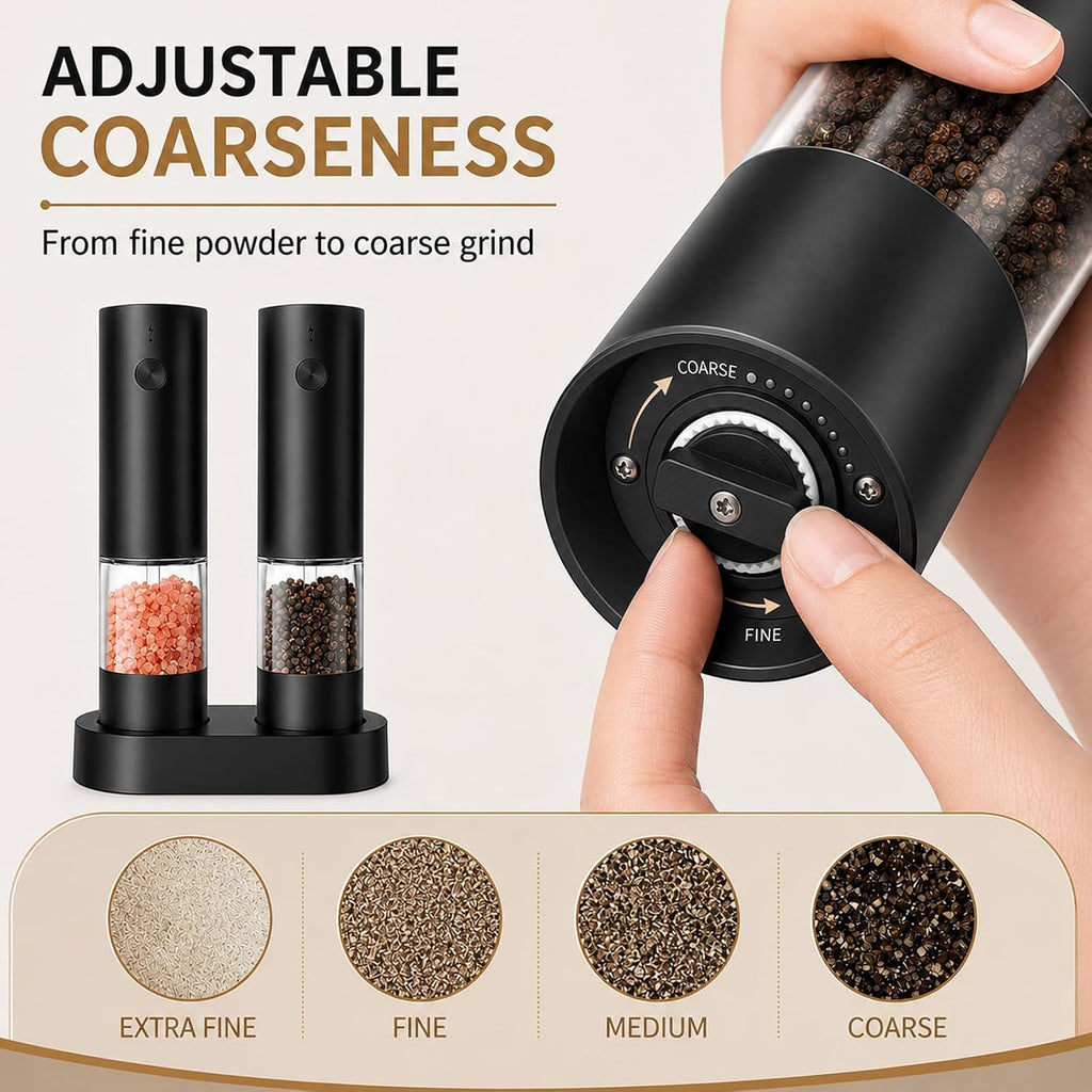 Automatic Electric Salt And Pepper Grinder Set Rechargeable Pepper Shakers - Set of 2