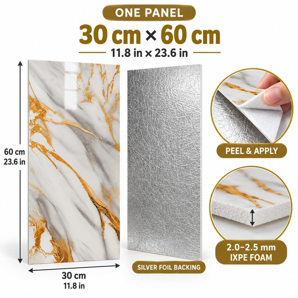 1-Pack Thickened Marble Wall Panels Backsplash Tile (Amber Gold, 23.6"x11.8" 10Pack)