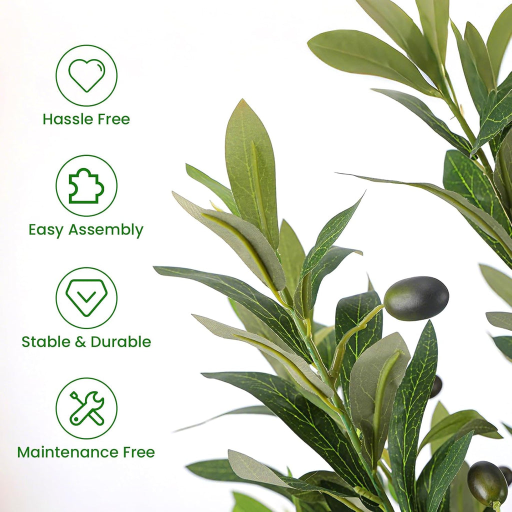 6ft Artificial Olive Tree with Green Moss