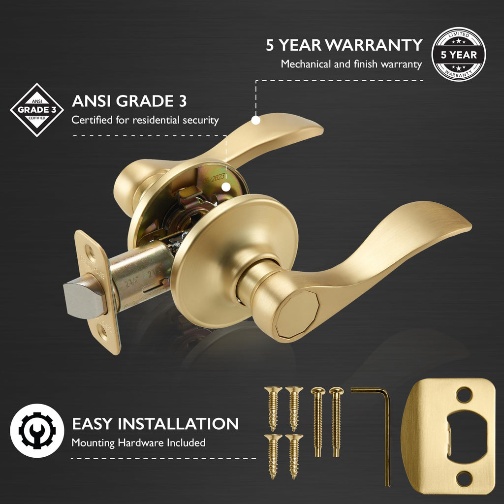Springdale Passage Door Lever, Satin Brass