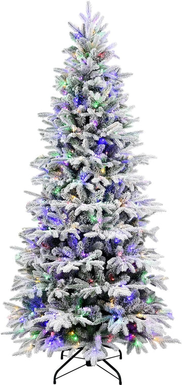 6ft Pre-Lit Flocked Artificial Christmas Tree with 300 Warm White Lights