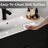 30" Black Wall Mounted Floating Bathroom Vanity with Sink - Modern Vanity Cabinet