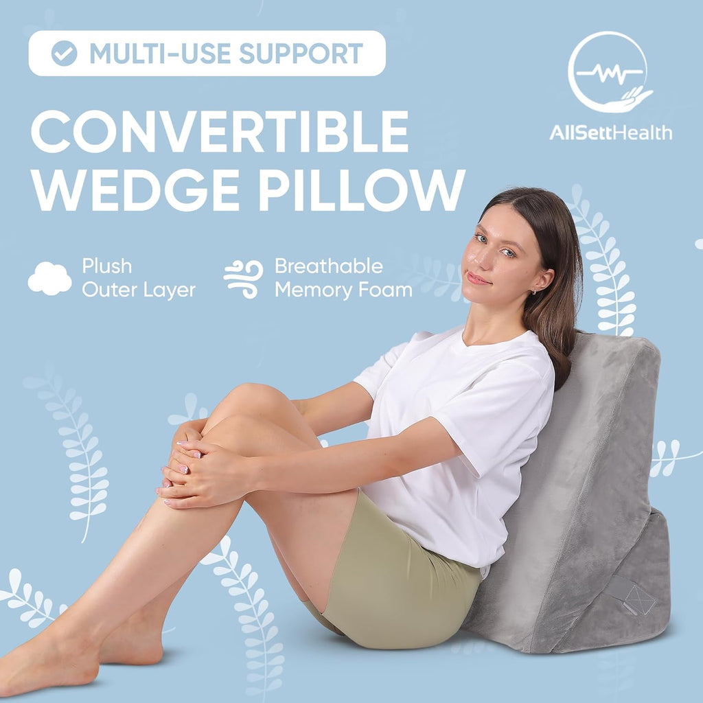 Health Adjustable Bed Wedge Pillow for Sleep Apnea, 7 in 1 Body Positioner Bed Wedge Pillow for Sleeping, Acid Reflux