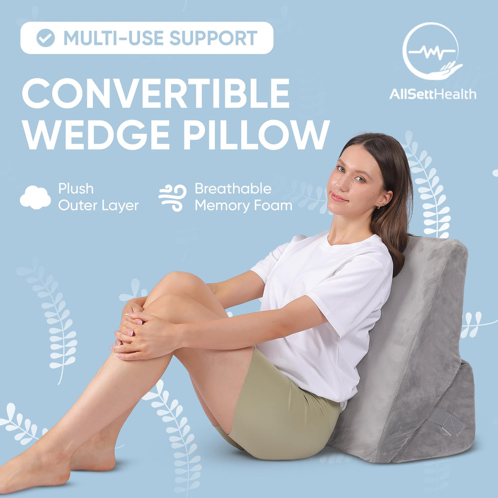 Adjustable 7-in-1 Comfort Bed Wedge Pillow for Snoring, Sleep Apnea, Heartburn & Acid Reflux