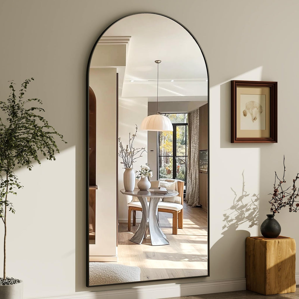 30x71 Arched Full Length Mirror, Large Full Body Floor Mirror Black
