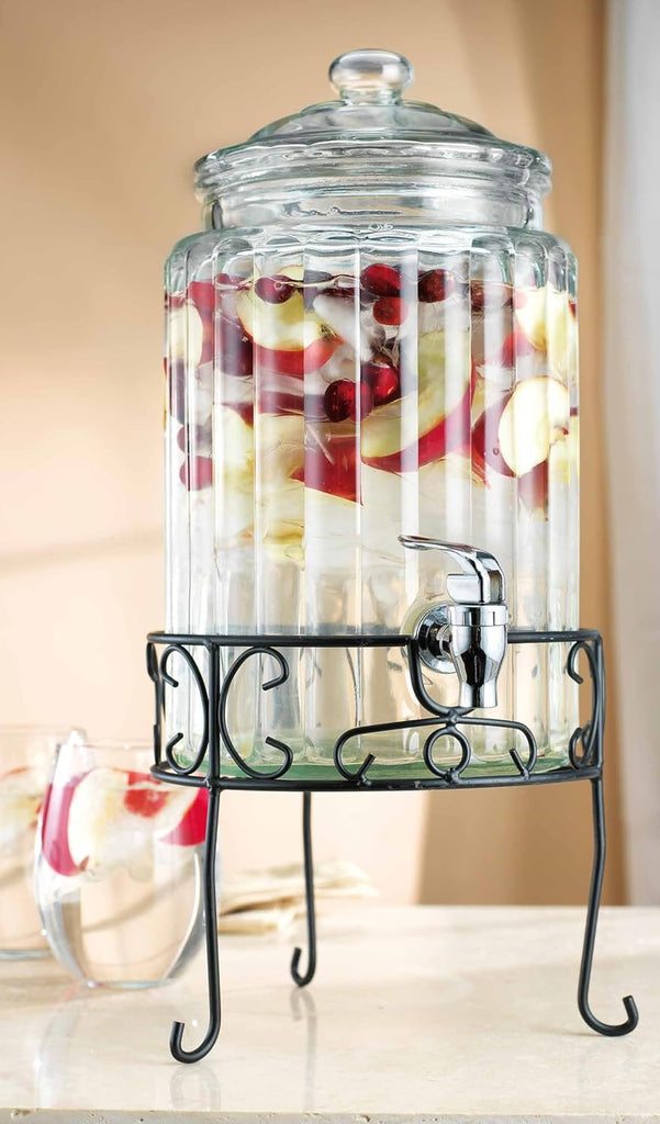 1.5 Gallon Drink dispenser, With Elegant Stand Stand, Drink Dispensers for Parties With Spigot 100% Leakproof. - Set of 2