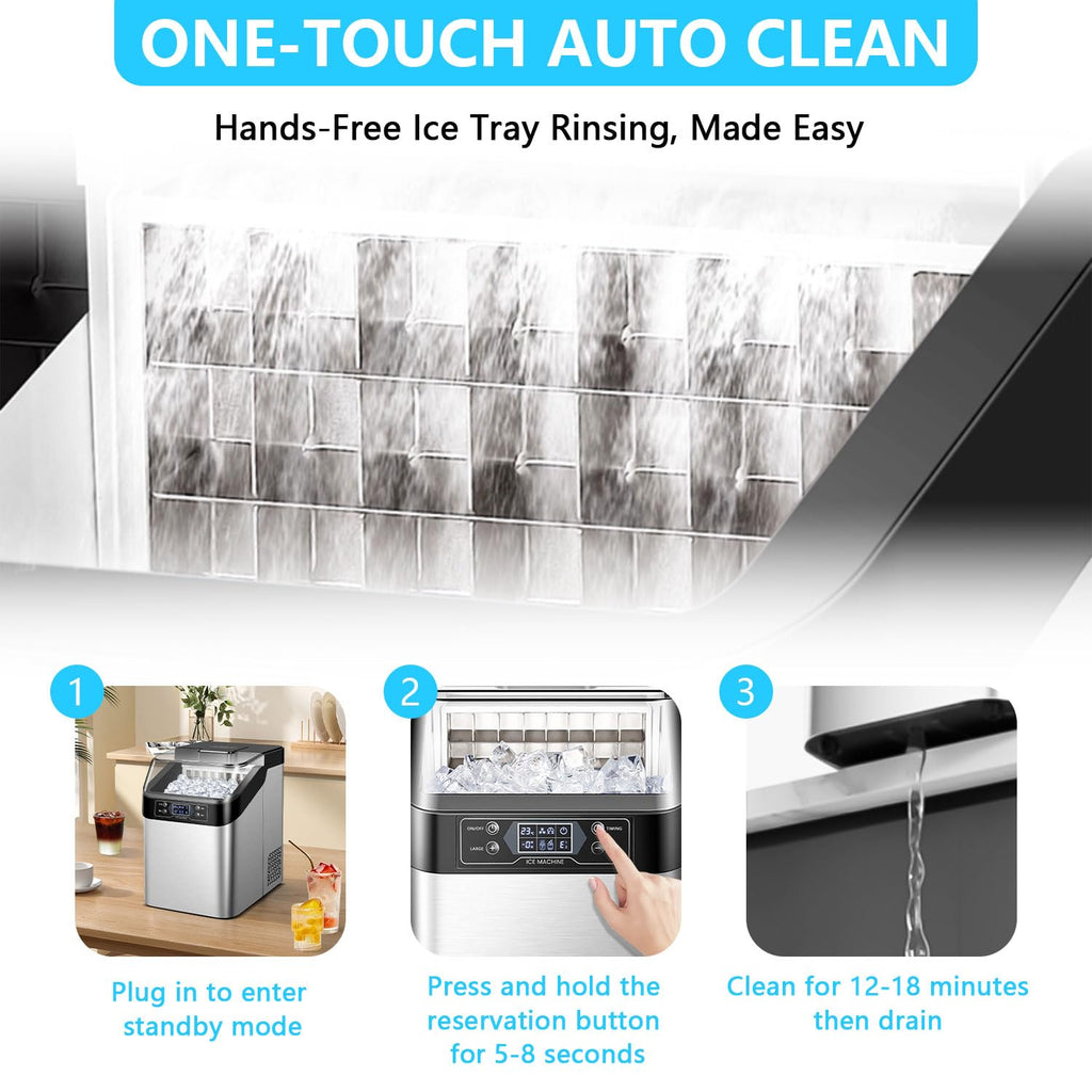 Ice Maker Countertop, 2 Ways to Add Water, 33lbs/24Hrs, 24 Pcs Ready in 13 Mins, Auto-Cleaning Portable Ice Maker