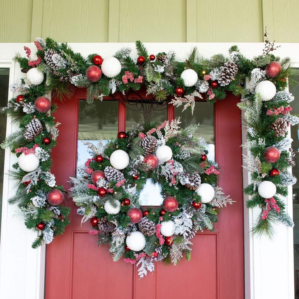 30 Inch Pre-Lit Artificial Christmas Wreath, Frosted Wonderland