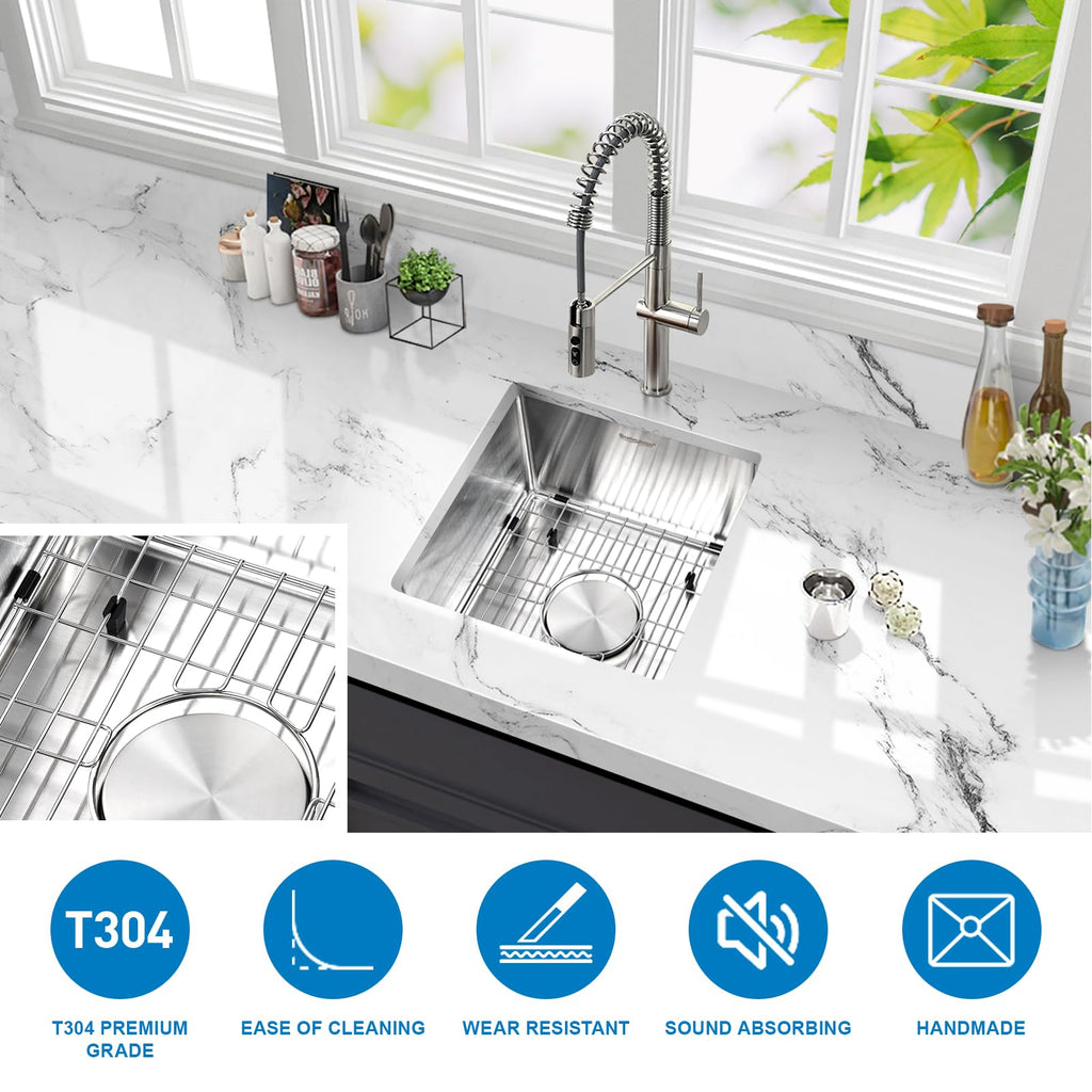 15x15 Undermount Bar Sink Stainless Steel Small Kitchen Sink