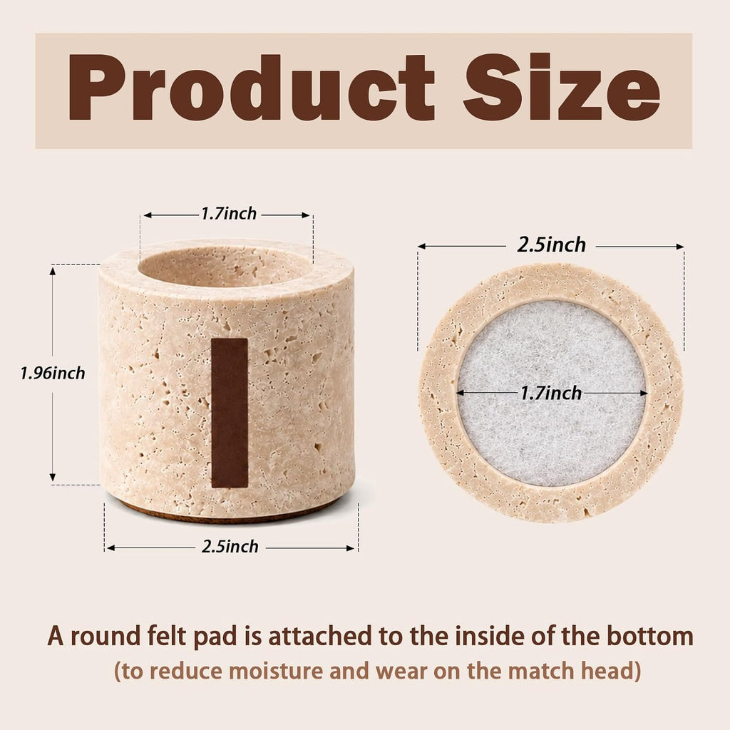 Travertine Match Holder with Striker: Decorative Match Holder
