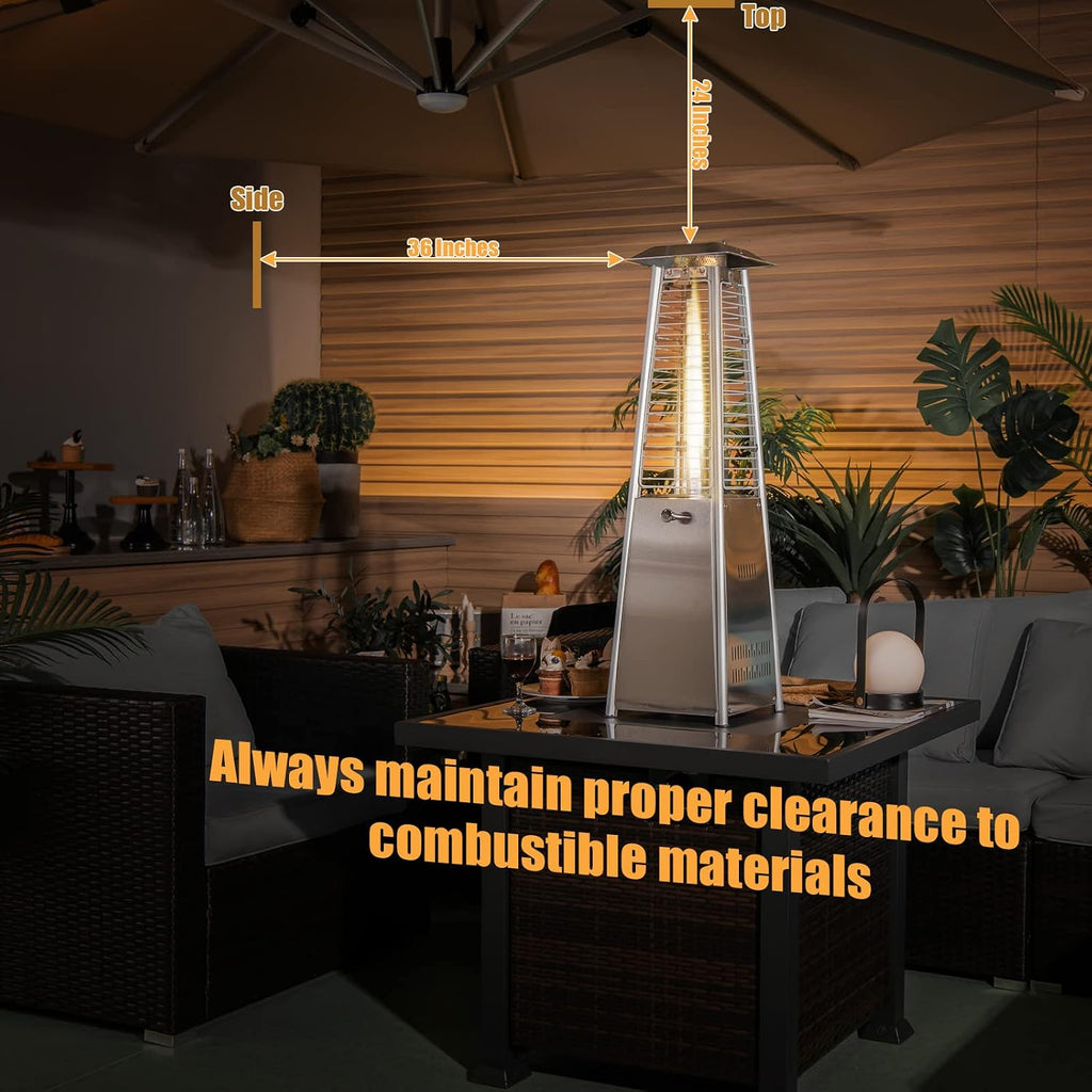 Pyramid Patio Heater, Outdoor Propane Patio Heating Machine | with Protective Cover, Dump & Flame-out Protection