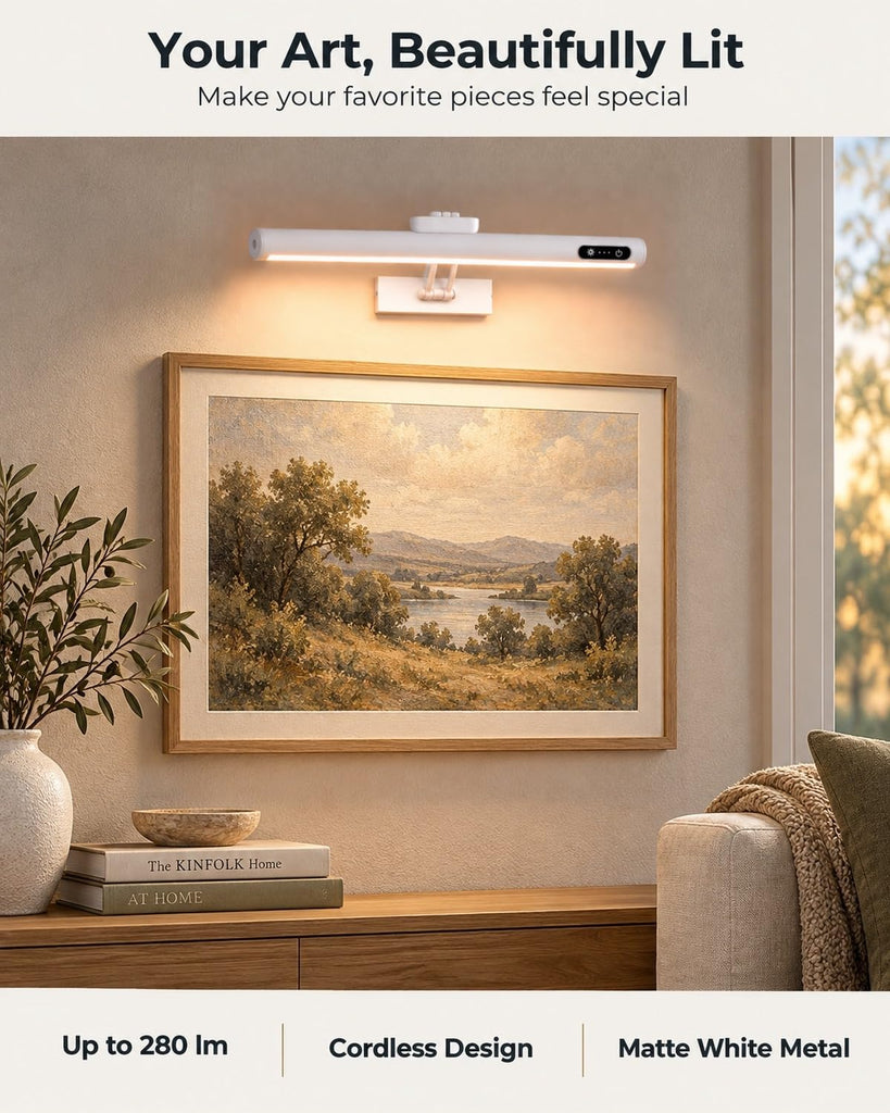 Wireless Picture Light, 16", 4,000mAh Rechargeable Battery, 280lm