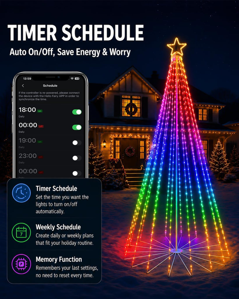 14.5FT Outdoor Christmas Tree with Light, DIY Light Show LED Christmas Tree