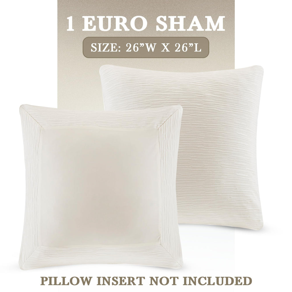 Hanae Single Quilted Euro Sham - Super Soft Machine Washable European Square Decorative Pillow Cover, Hidden Zipper