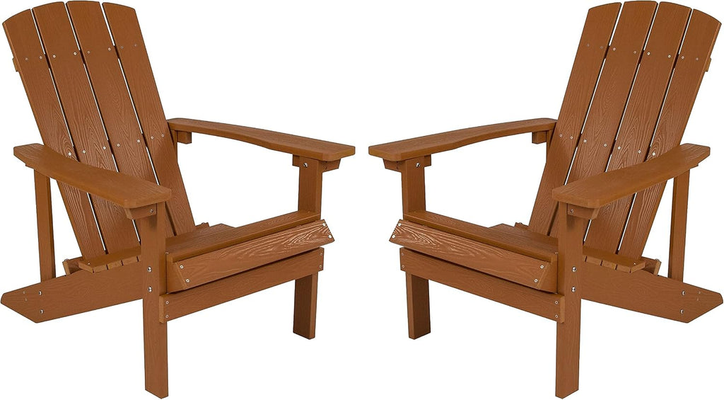 Charlestown Poly Resin Adirondack Chair - Teak - All Weather - Indoor/Outdoor - Set of 2 | All-Weather