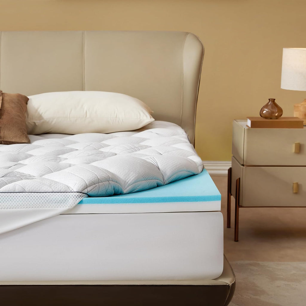 Queen Mattress Topper 4-Inch Dual Layer Memory Foam Mattress Topper | Mattress Topper for Back Pain, Dual Layer