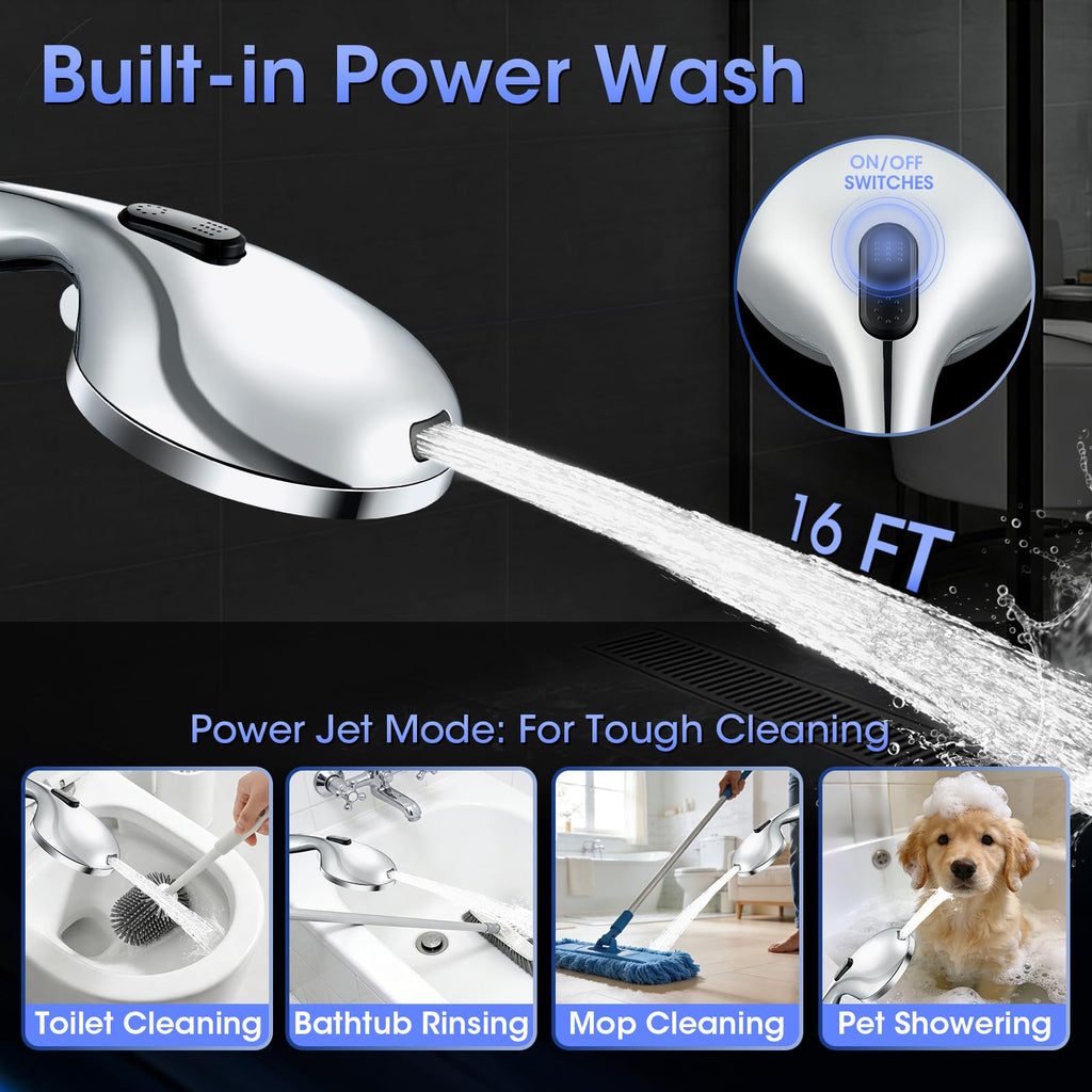 Shower Head with Handheld, High Pressure 10 Spray Modes, Chrome