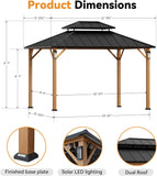 Modern Shade The Horizon Hard Top Gazebo 10' x 12' with 4 LED Lights