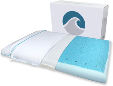 Bedding Super Slim Max Cool CarbonBlue Gel Memory Foam Pillow for Stomach and Back Sleepers - Thin, Flat Design with