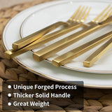 Cube Gold 20-Piece Flatware Set, Forged Cutlery Set, Matte Gold Silverware Service for 4