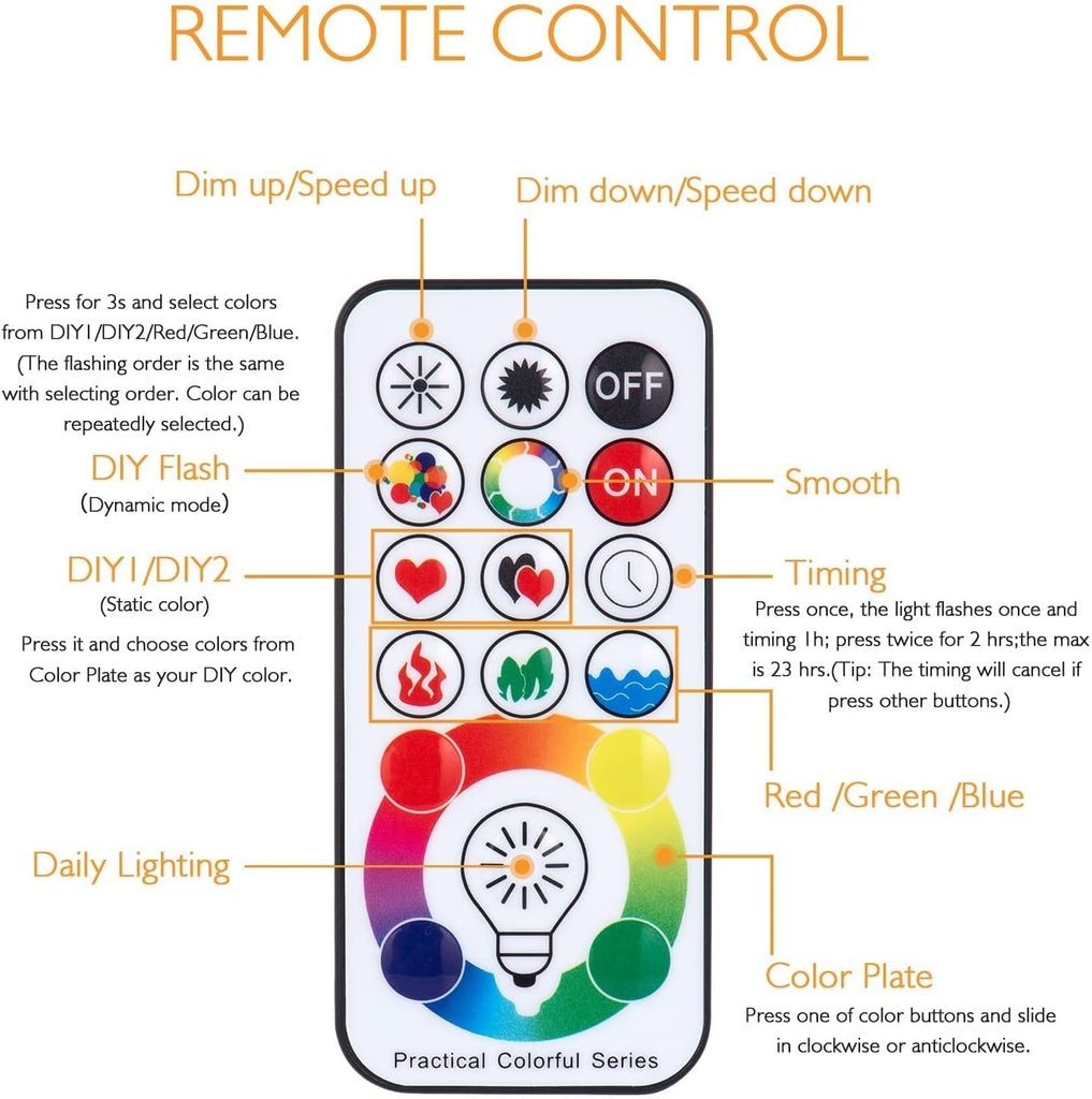 LED Color Changing Light Bulb, 820LM Dimmable E26 10W RGBW, Mood Light Bulb with Timing Remote, 120 Colors Screw Base