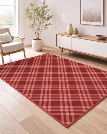 Red Checkered Area Rug Bedroom Dorm Office Living Room