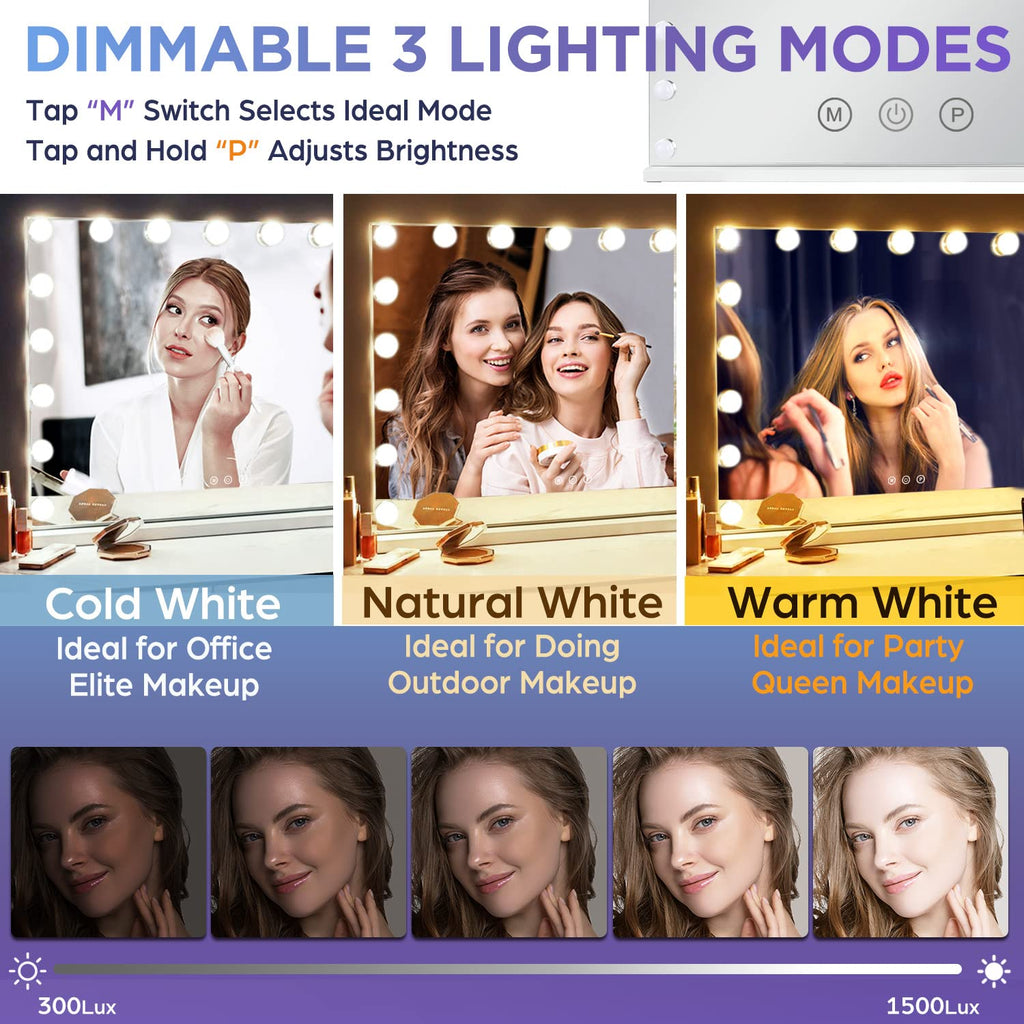 Hollywood Vanity Vanity, Makeup Mirror with 18 Dimmable LED Bulbs