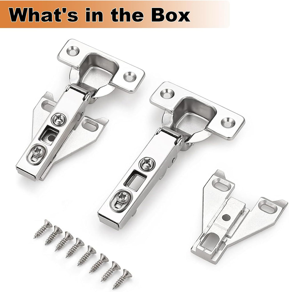 Soft Opening Kitchen Cabinet Hinges 2 Pairs (4 Pieces), Brushed Satin Nickel Face Frame Mounting Concealed Hinges
