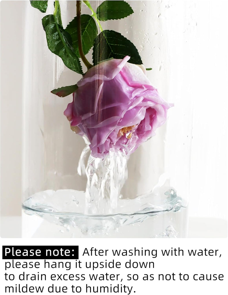Purple Fake Peonies with Vase, Real Touch Peony Floral Arrangement Decor - Set of 6