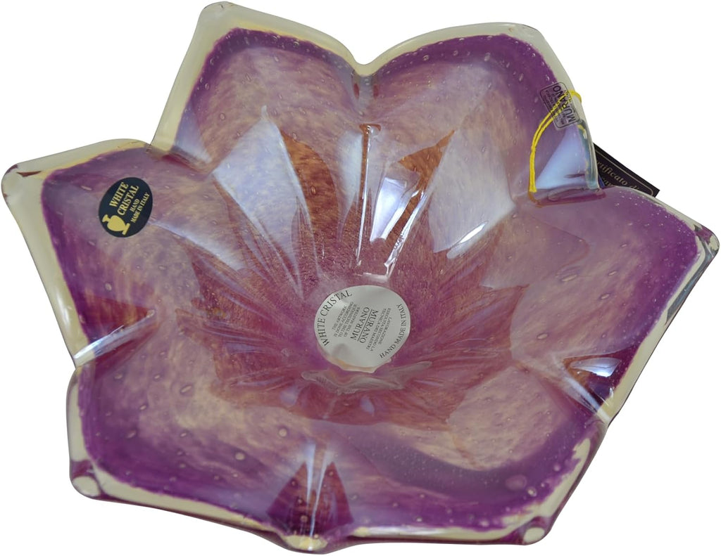 15" Inch Italian Murano Purple Glass Dish Fruit Bowl Center Piece