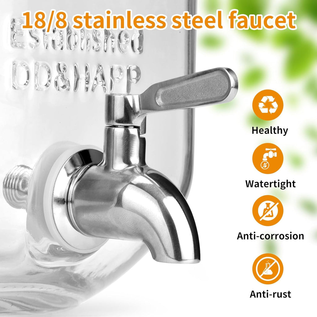 With Stainless Steel Spigot,1.2 Gallon Mason Jar Drink Dispenser,Sun Tea,Lemonade & Juice Dispenser for Parties