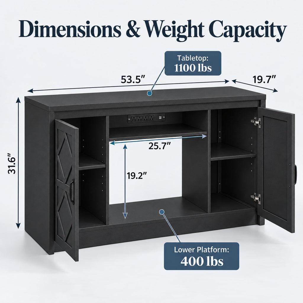 75-120 Gallon Fish Tank Stand with Diamond Doors & Power Outlet