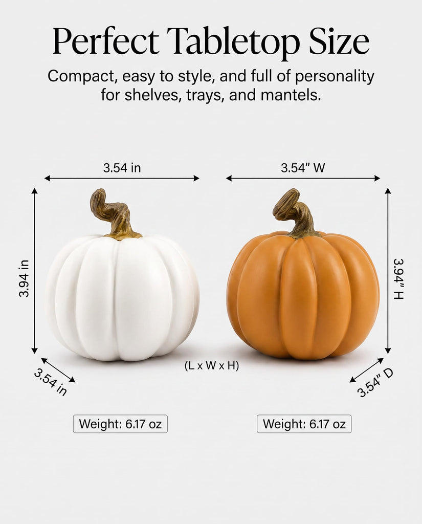 Set of 2 Fall Decorations Resin Decorative Pumpkin Decor 4''