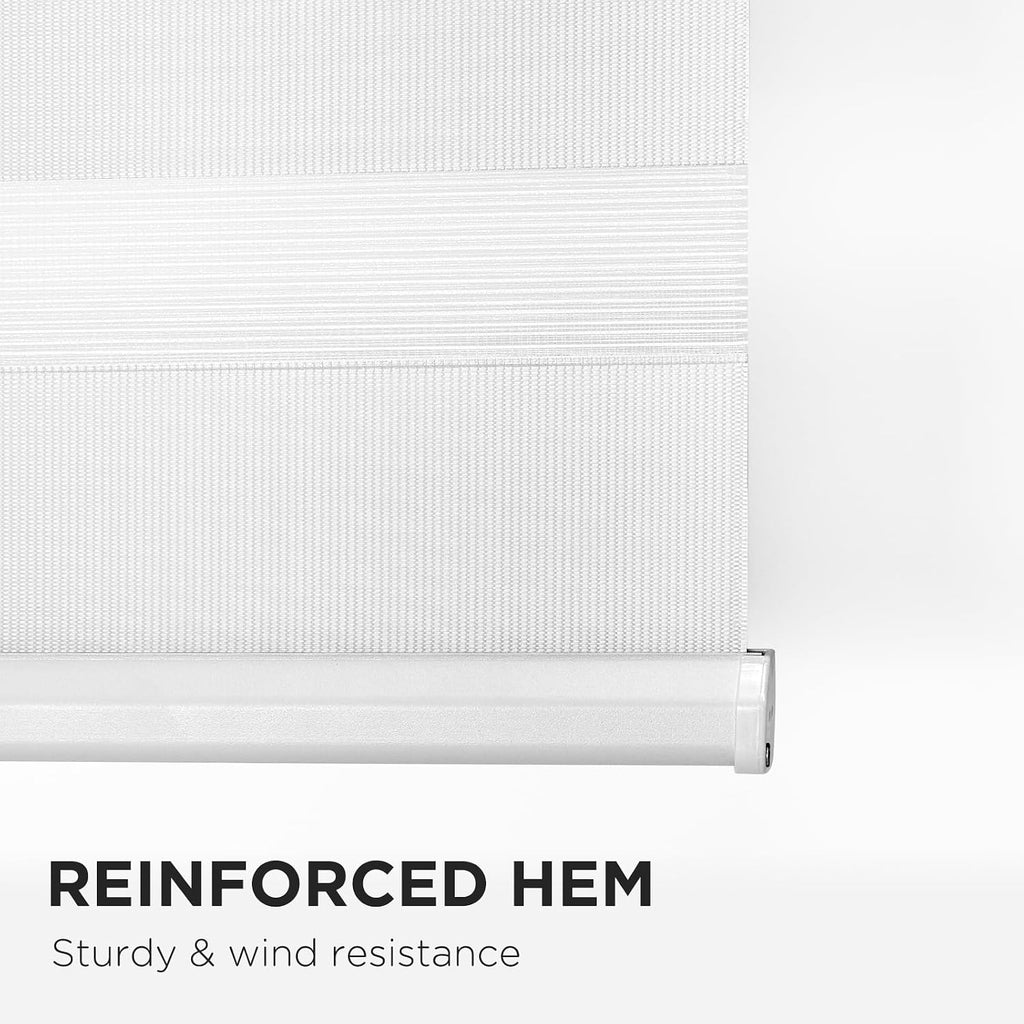 Cordless Zebra Blinds for Windows, Dual Layer Light Control Window Blinds with Light-Proof Aluminum Cover, Free-Stop