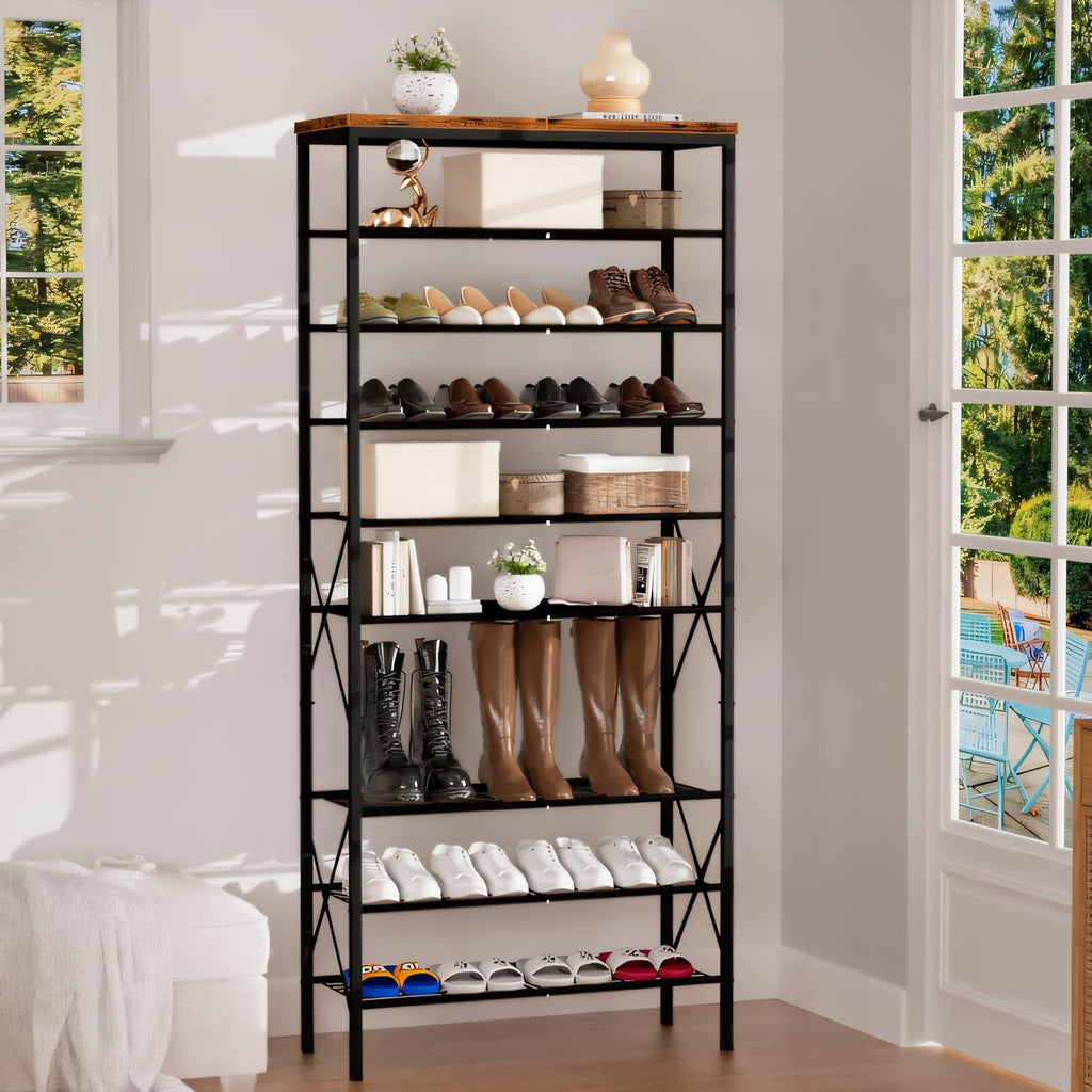 10-Tier Tall Shoe Rack, Large Capacity Shoe Shelf Holds40-45 Pairs, Shoe Shelf, Rustic Brown