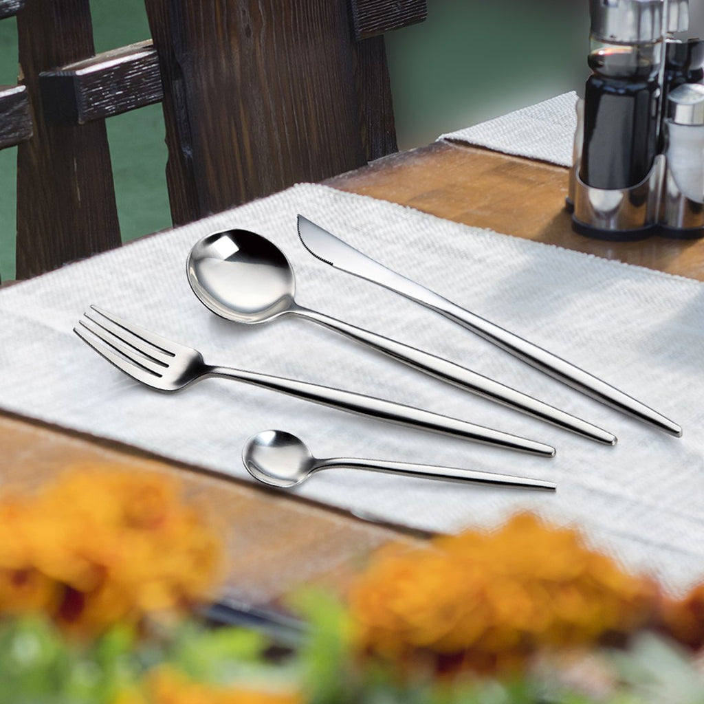 Modern Adaline Silverware Royal Cutlery Set By - 16 Piece Flatware Set - Service For 4-18/10 Stainless Steel - Shiny