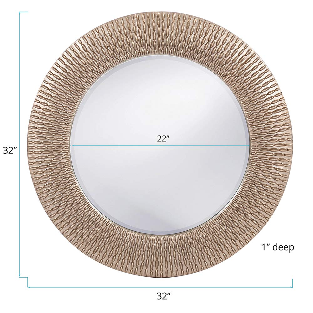 Elliott Bergman Big Round Mirror for Wall Decor, Silver Glossy Mirror with Starburst Effect, Modern Large Circular