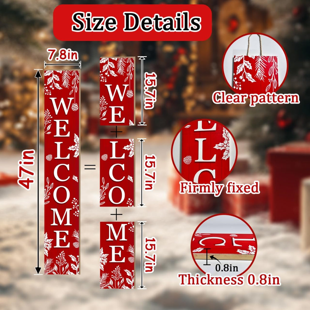 Christmas Porch Sign Xmas Welcome Sign Vertical Standing Sign For Front Porch Decor Farmhouse Wall Hanging Yard Party