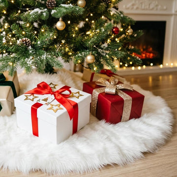 48 inch Christmas Tree Skirt Faux Fur Xmas Tree Skirt Christmas Decorations Holiday Tree Ornaments Tree Decoration