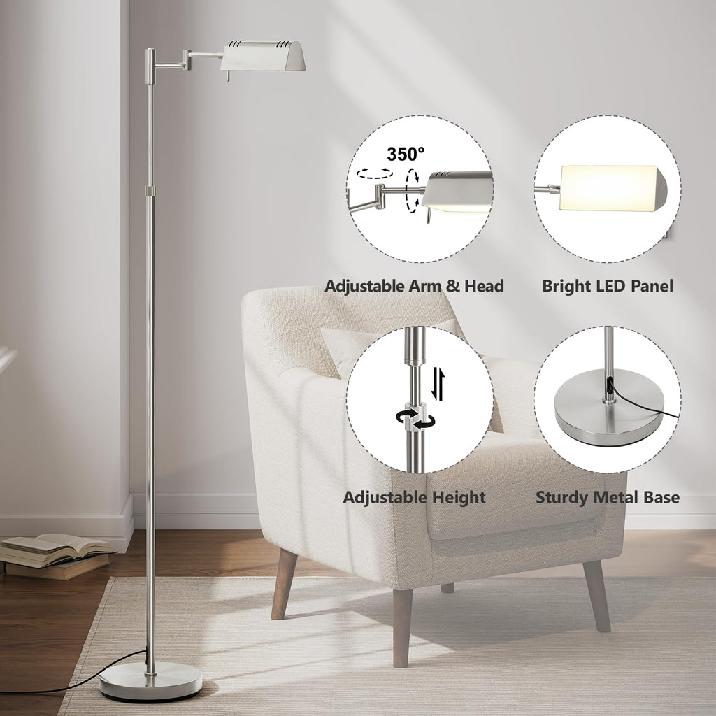Dimmable LED Pharmacy Floor Lamps, 16W/1500LM Bright Reading Lamp