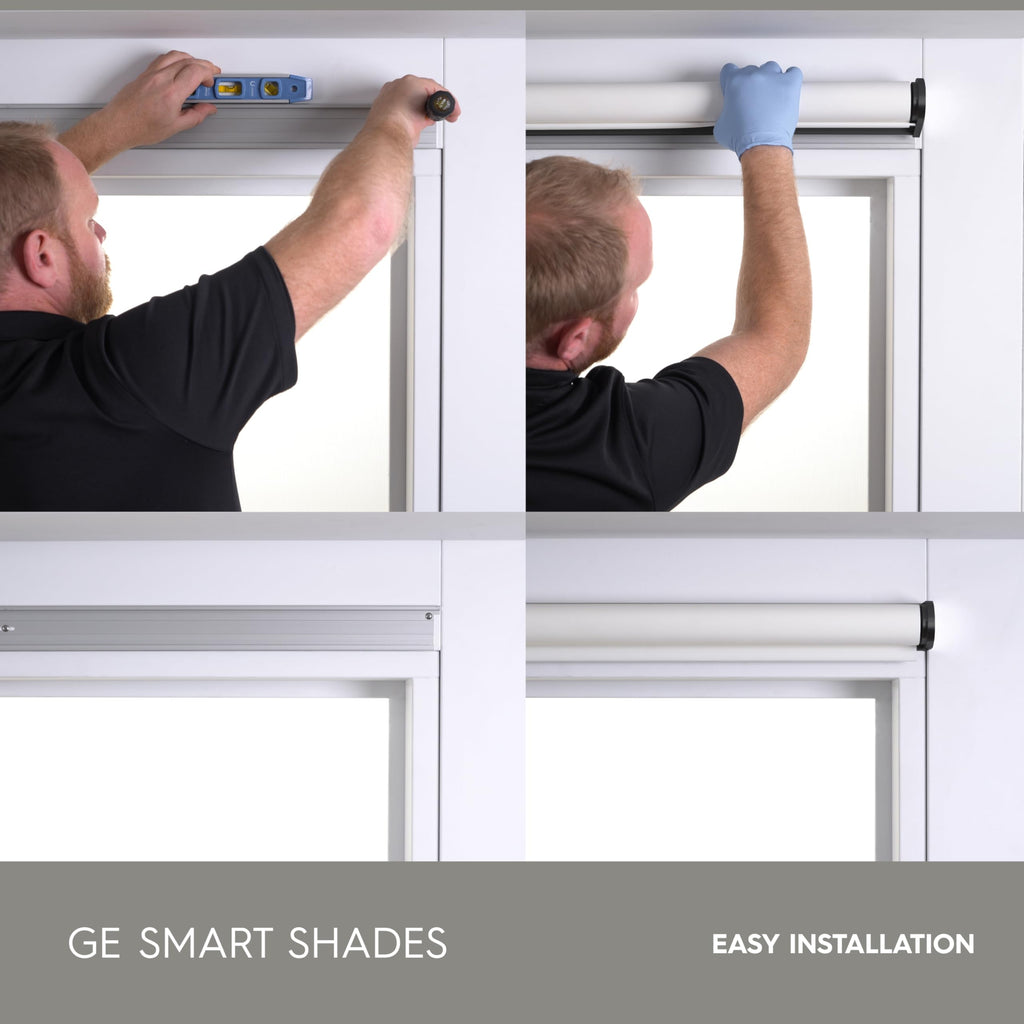 GE Smart Shades Motorized Roller Shade, Translucent Grey, 36 in, Black