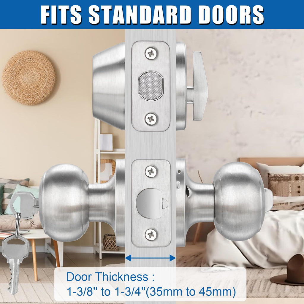 3 Sets Entry Door Knob and Single Cylinder Deadbolt Combo Set, Keyed Alike