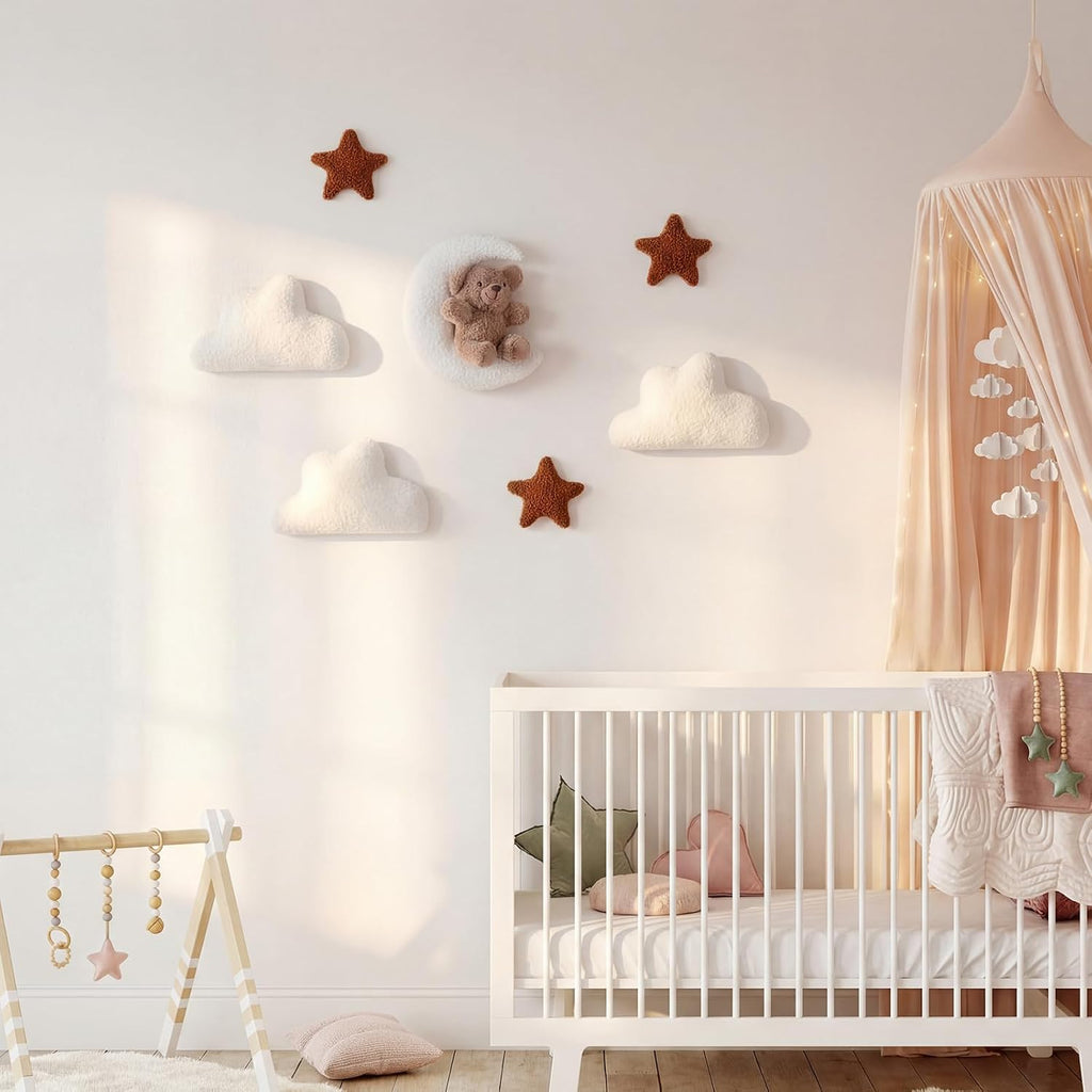 7 Pcs Teddy Bear Nursery Wall Decor Moon Teddy Bear Wall Art