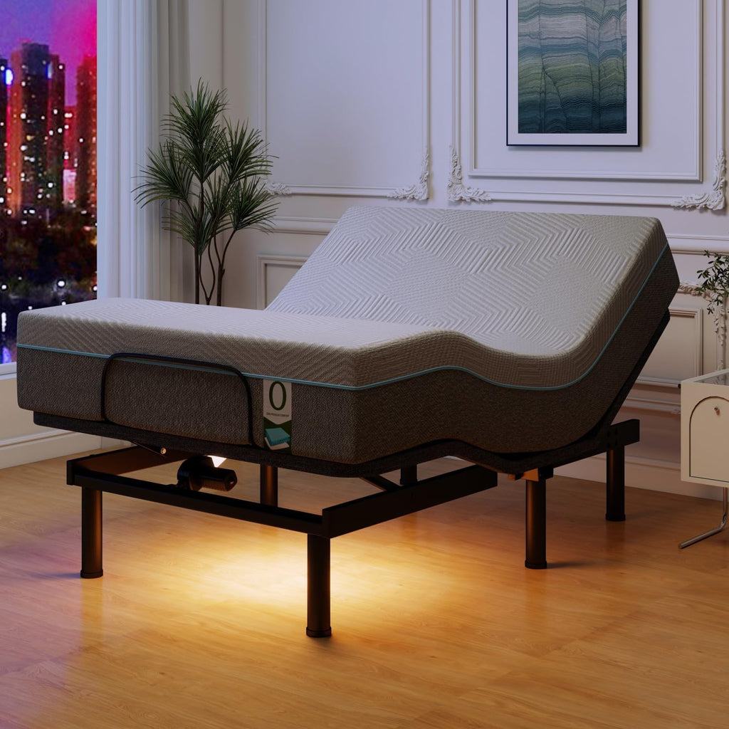 Adjustable Bed Base Full Massage Bed Frame Dual Head & Foot Lift Electric Bed with Wireless Remote | 0 Gravity