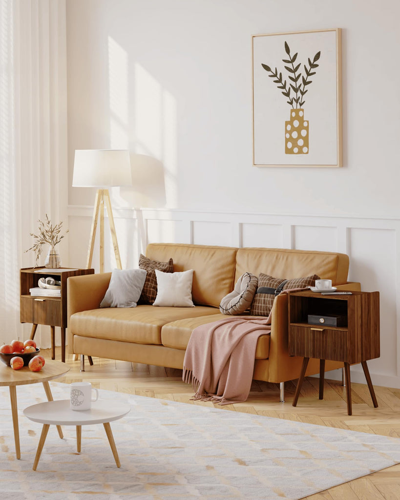 Nightstand, Modern Bedside Table with Storage Drawer and Open Wood Shelf, and Small Spaces, Accent Night Stand with