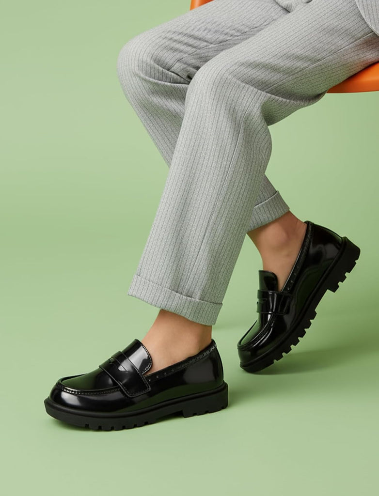 Kids Loafers Boys Dress Shoes for Girls School Penny Loafers Chunky Platform Slip On Flats Uniform Church Moccasins