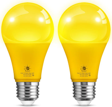 Yellow Bug Light Bulbs Outdoor, A19 Dusk to Dawn LED Bug Light Bulbs, 2000K Amber Glow, Photocell Sensor LED, Auto