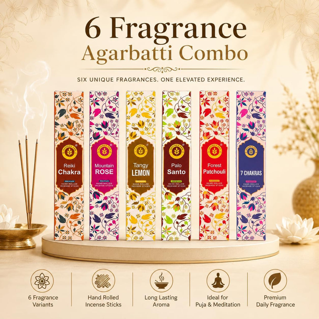 Incense Sticks Gift Pack - 6 Fragrances x 20 Sticks Each, Hand Rolled Insents with Incense Holder - Tangy Lemon - Set of 120