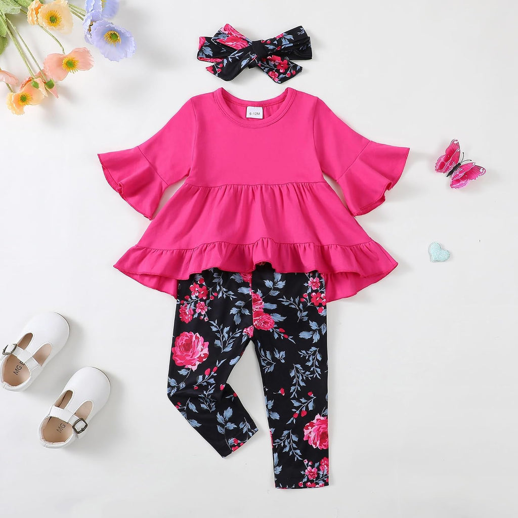 Baby Toddler Girl Clothes Ruffle Top Pants Outfit Set
