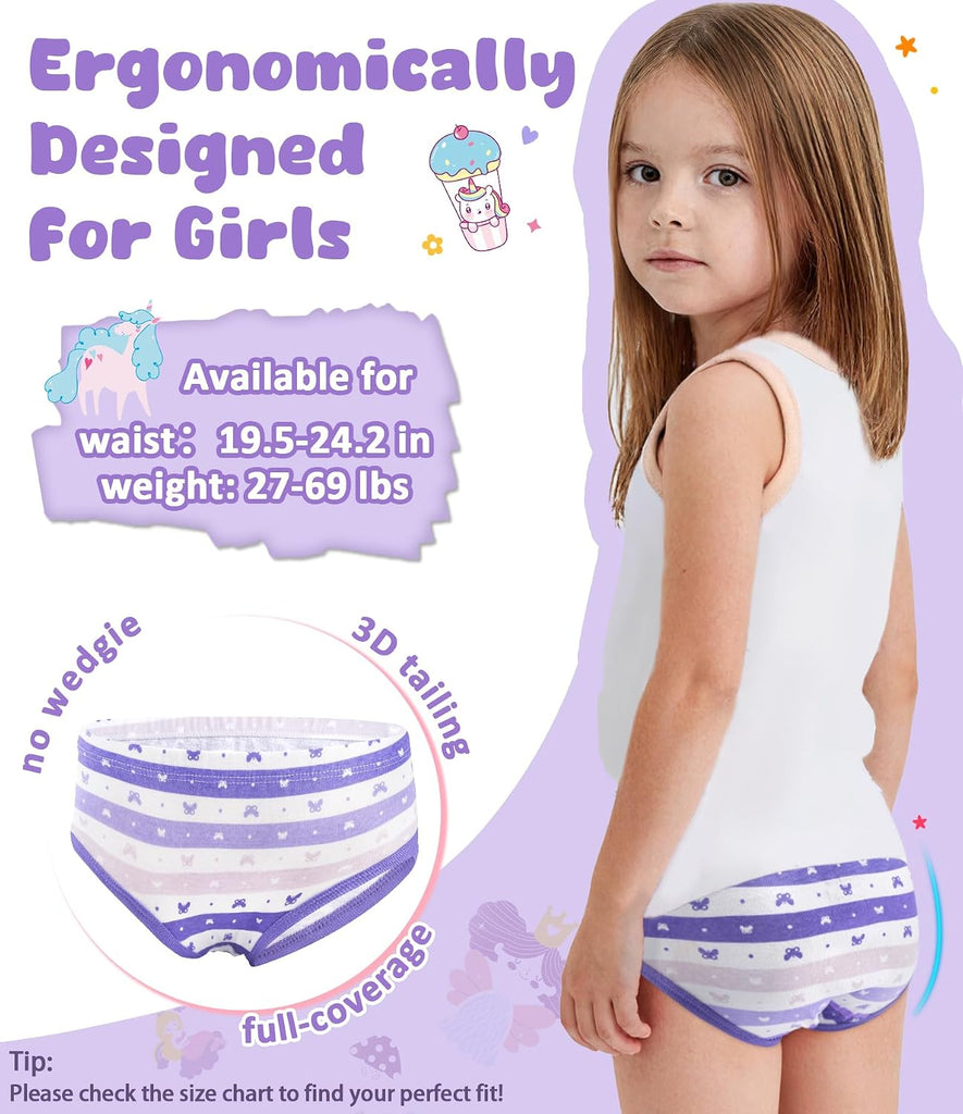 Girls' 100% Cotton Soft Tagless Underwear